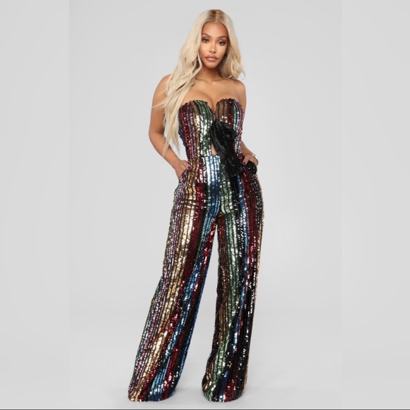 fashion nova rainbow jumpsuit